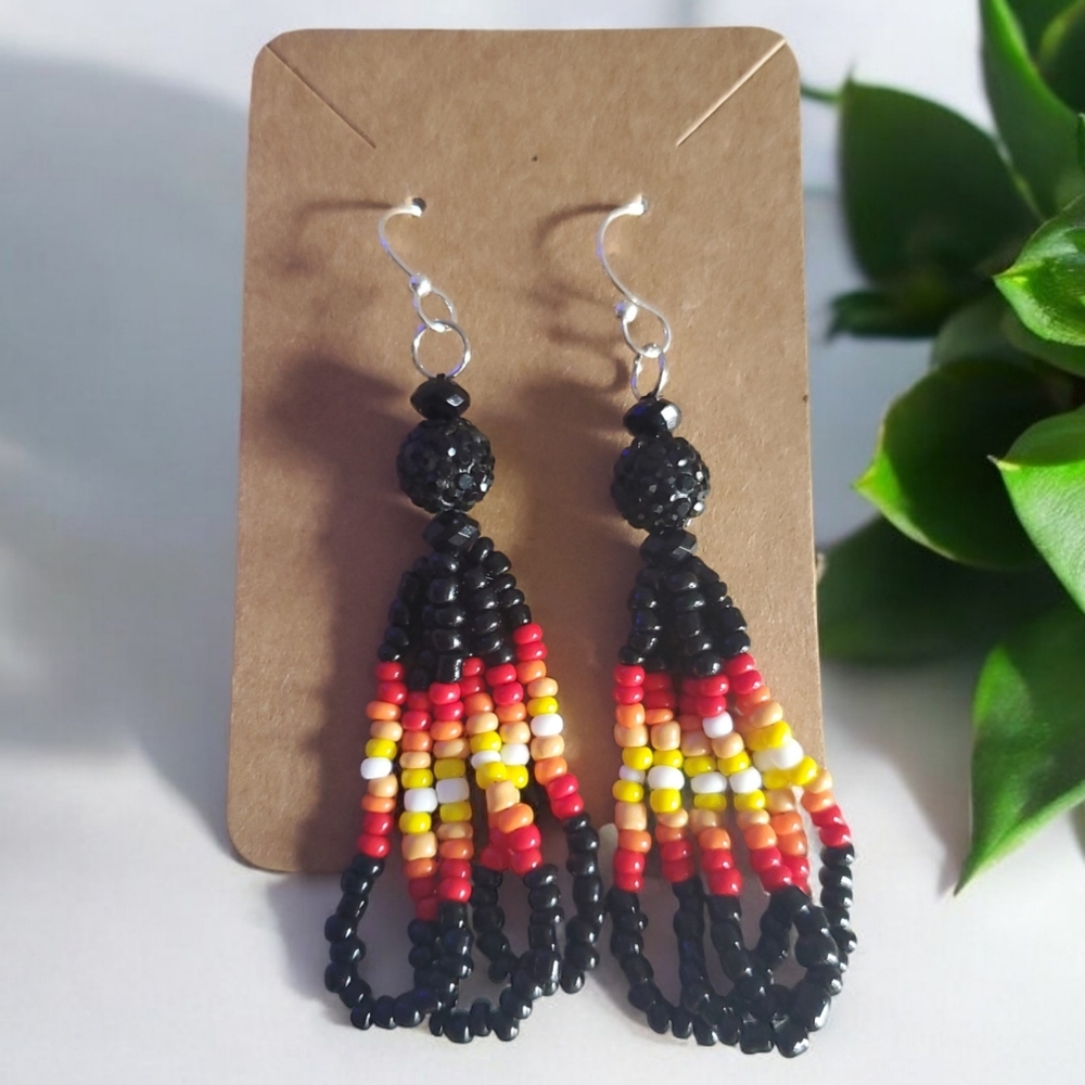 HANDCRAFTED Seed Bead  Dangle Earrings